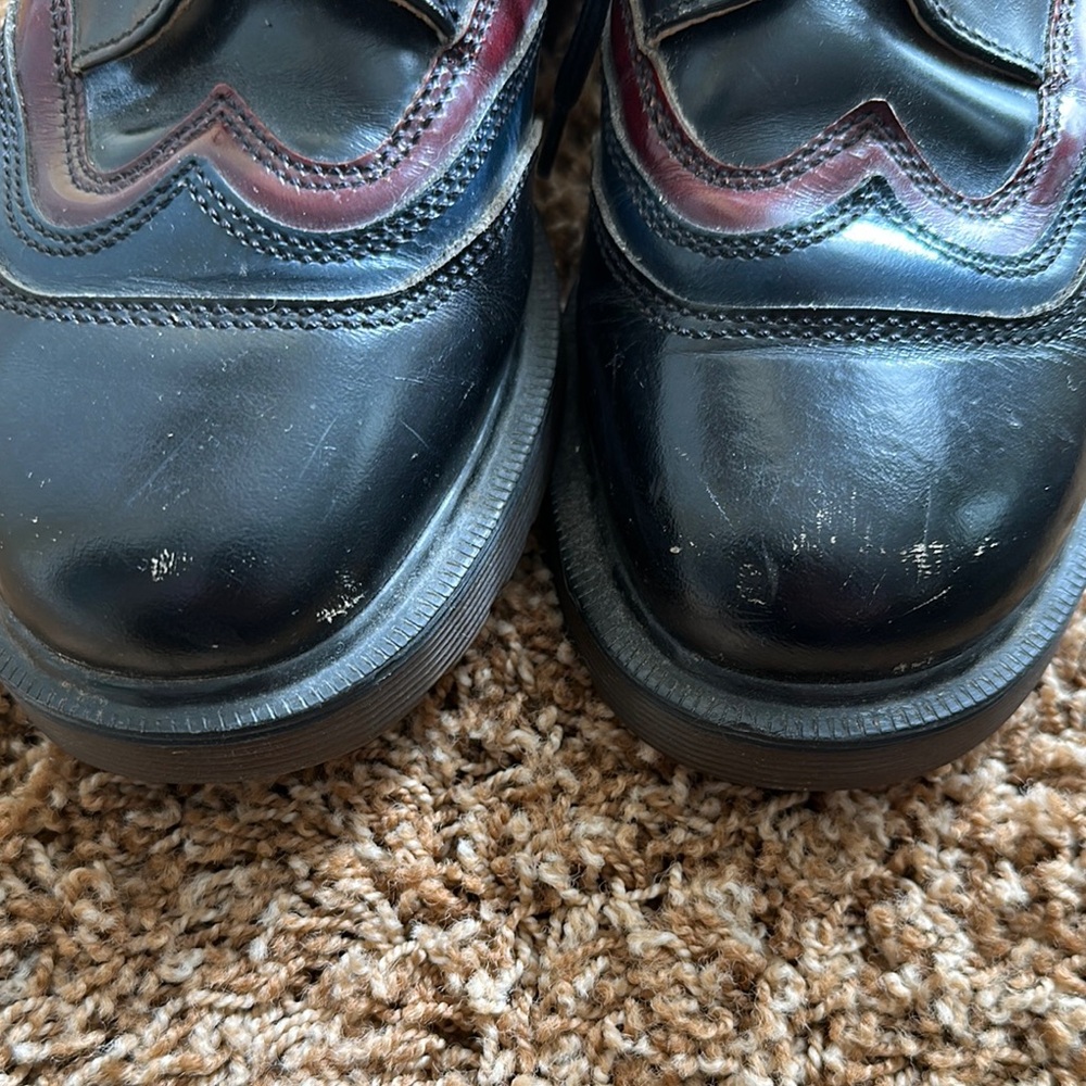 1990s Dr.Martens Black Blue and Red Leather Men’s Loafers Size 4 - Picture 6 of 9